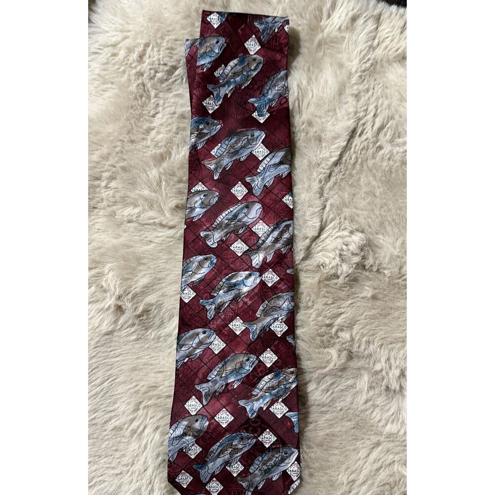 Tabasco Men's Tie Fish Novelty Fishing Necktie 100% Silk Made in USA